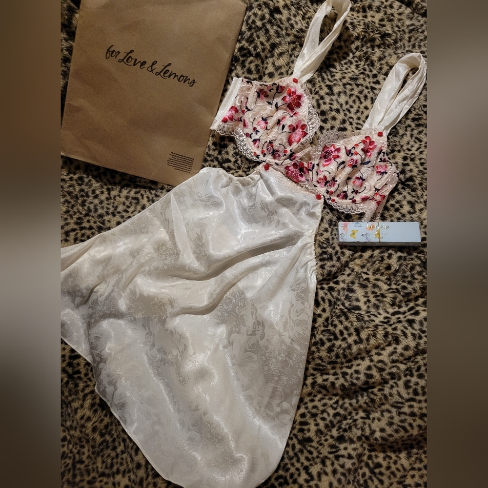For Love And Lemons White and Pink Floral Intimate Dress